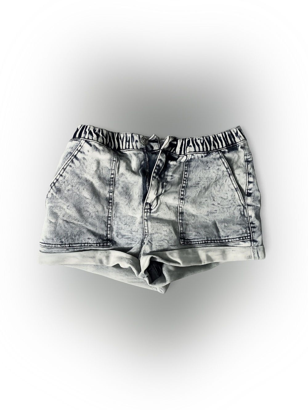 wild fable Black & White Washed Denim Shorts
